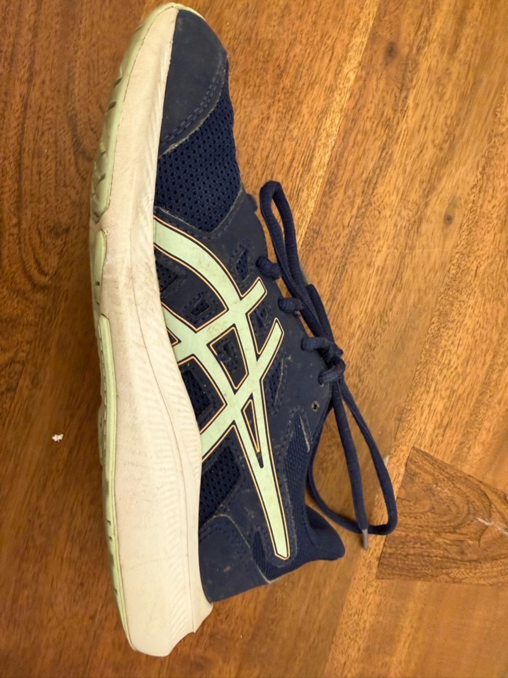 Asics Navy Sneakers with Mint Accents - Kids